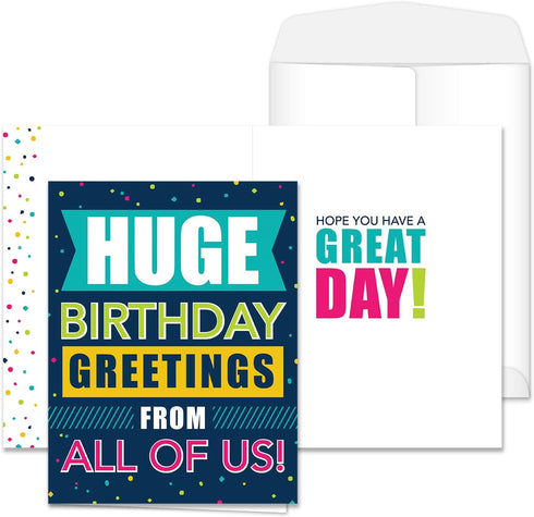Big Blue Birthday Card From All Of Us, 8.5" x 11" Large Greeting Card Made In The USA