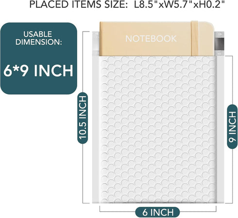 Metronic 6x10 Bubble Mailers 50 Pack, Self-Seal & Waterproof Padded Envelopes for Shipping, White