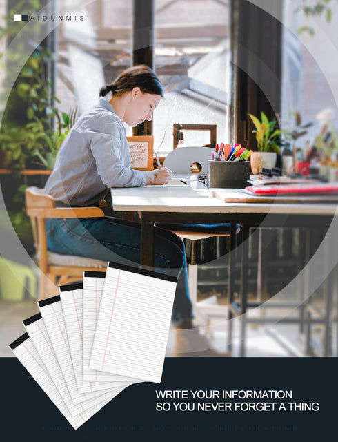 Legal Pads 5x8 Inch Writing Pads, 80 GSM Paper, 30 Sheets, 6 Pack Notepad for Grocery List