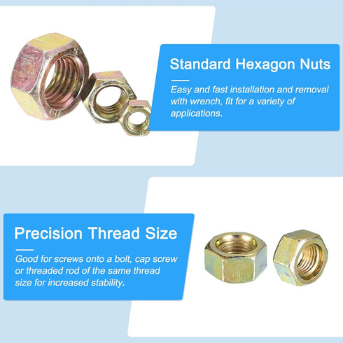 Hex Nuts (3/4"-16) 5Pcs, Carbon Steel Fine Thread Zinc Plated Hexagon Nut Hardware for DIY Home Repair and Machinery