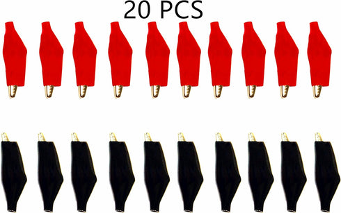 Alligator Clips Electrical Test Kit 1.77"/45mm Clamps Jumper Helper with Protective Insulation Cover, 20pcs