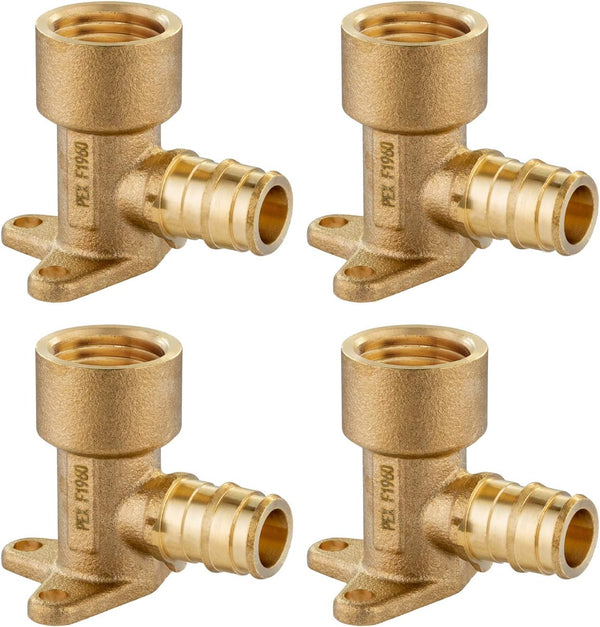 EFIELD Pex A Full Flow Expansion Fitting, Pack of 4, 1/2"x 1/2" Female NPT Drop-ear Elbow for Pex-A Tubing