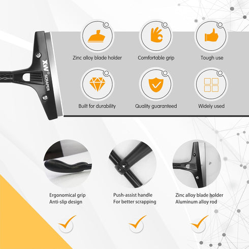 2-pack Set 23 XW Heavy Duty Wide Razor Blade Scraper with Push-assist & Plastic Blade Scraper with Extra pcs
