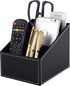 Fashionable PU Leather TV Remote Control Holder with 3 Compartments, Storage Rack, Storage Box, Media Accessory Storage, Desk Organizers (black) by RHCSZ