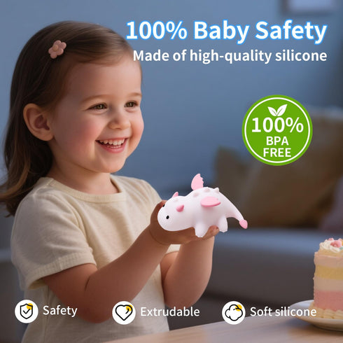 ChicLumen 7 Cute Dragon Kids Night Light, Dinosaur Silicone Lamp with RGB Colors & Warm White, Portable Magnetic Night