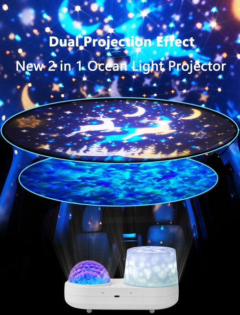 10 6 360 Ocean Wave Projector Night Light for Kids Bedroom - Color Ocean Waves + Films, Rotation Timer for Kids, Baby