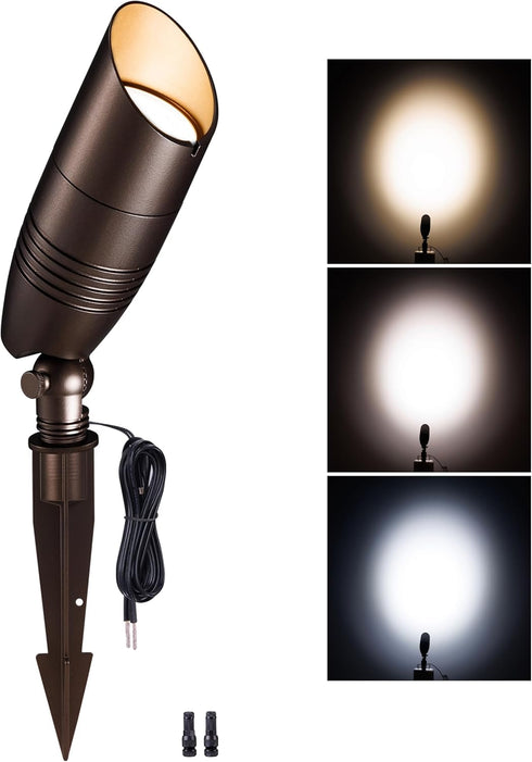 Low Voltage Spotlight, 3CCT 3000K/4000K/5000K Adjustable, Outdoor 12V LED Landscape Lighting, Waterproof