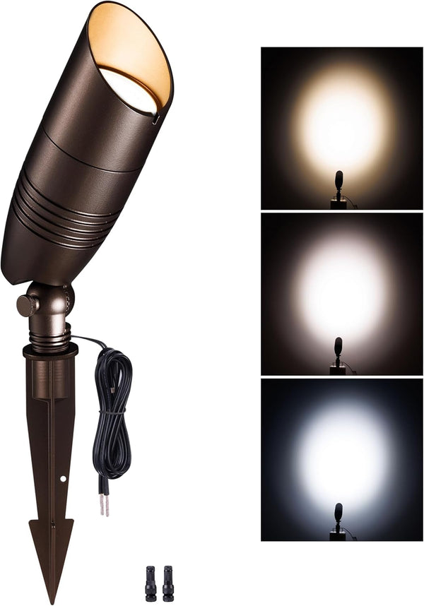 Low Voltage Spotlight, 3CCT 3000K/4000K/5000K Adjustable, Outdoor 12V LED Landscape Lighting, Waterproof