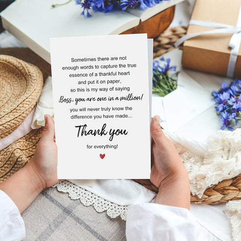 RYYike Thank You Card for Boss, Boss's Day Appreciation Card from Employee Staff, Birthday Cards for Bosses Leader