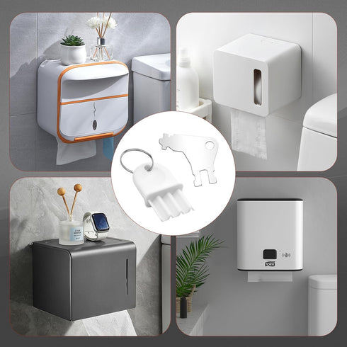 Asofelk 6PCS Commercial Set Paper Towel Dispenser Key, White Plastic & Metal Restroom Keys, Toilet & Papering Towel Key