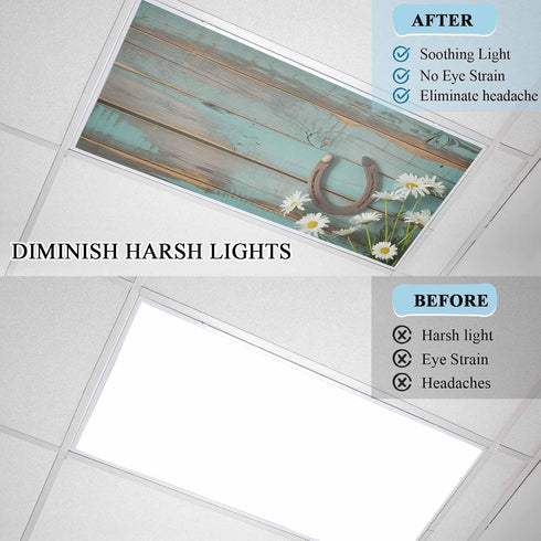 Venfascocyi 4x2 2 Pack Daisy Flower Fluorescent Light Covers for Ceiling Lights Magnetic Light Covers for Classroom