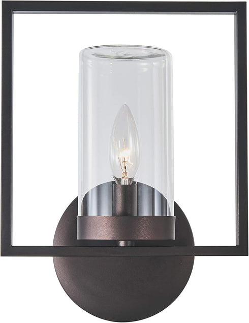 1 13" Transitional Light Rubbed Bronze Outdoor/Indoor Wall Sconce Tall