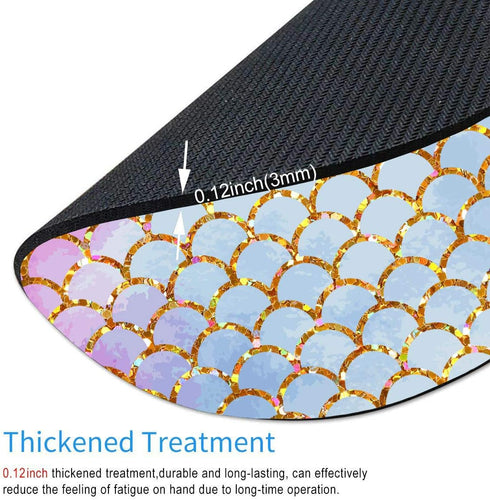 Smooffly Mermaid Scales Mousepad, Round Desk Accessory, Cute Circular Mouse Pad, Size 7.9 x 7.9 x 0.12 Inch