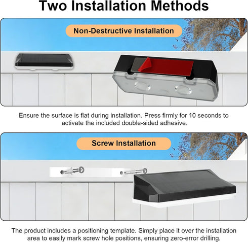 13 IP65 (6) Solar Fence Lights Outdoor Waterproof LED, Lighting Modes, Solar Outdoor Lights Dual Installation Energy