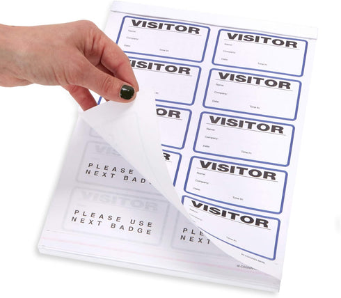 Blue Summit Supplies Visitor Badge Log Book with Duplicate Record, 250 Stickers per Pack, School Visitor Stickers