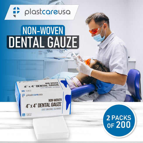 400 Count 4x4 4-Ply (2 Packs 200) Gauze Pads - Soft Non Woven Sponges - Non Sterile Dental & Esthetic Wipes - All