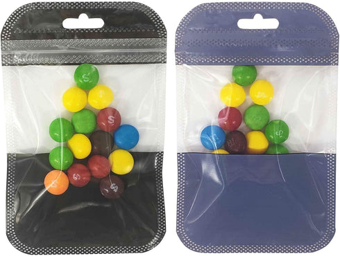 100pcs 6.30 inch 9.45 inch) Clear Window Half Color Back Hang Hole Resealable Storage Bags for Stationary, Beauty