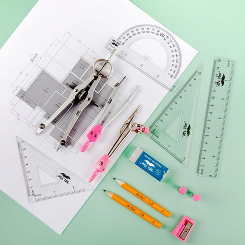 Mr. Pen Geometry Set, 13 pcs Compass and Protractor Kit with Shatterproof Storage Box for School Supplies