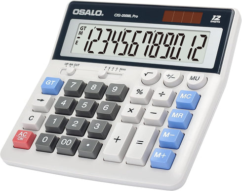OSALO Desktop Calculator, Extra Large Display 12 Digits, Big Buttons Solar Accounting Calculator for Office