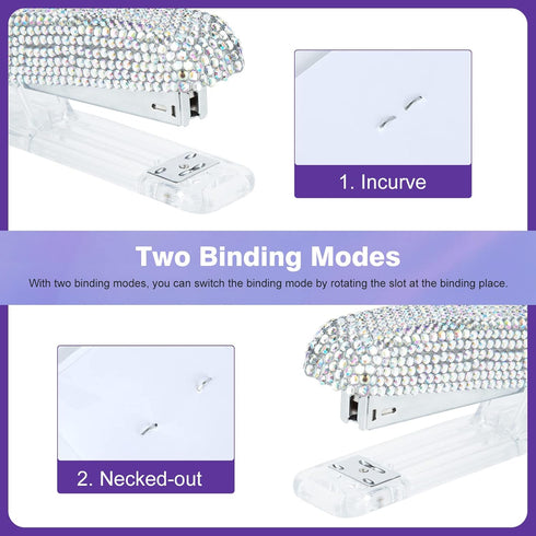 Pasted Diamond Crystal Handmade Bling Stapler for Office, School, or Home (White & AB)
