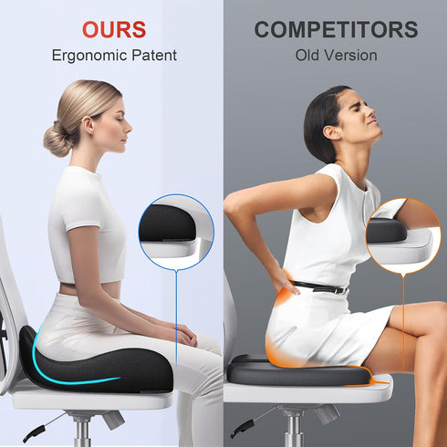 Benazcap Medium Large Memory Seat Cushion for Office Chair Ergonomic Cushions Pad Pillow for Pressure Relief Sciatica