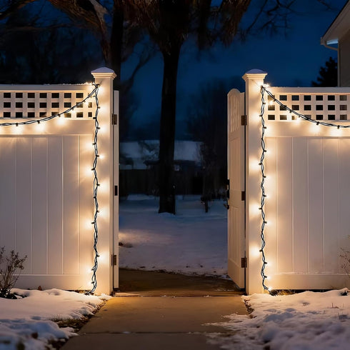 150 50 LUCKY SHINE LED Warm White Christmas Lights, UL Certified FT Green Wire String Lights, for Indoor and Outdoor