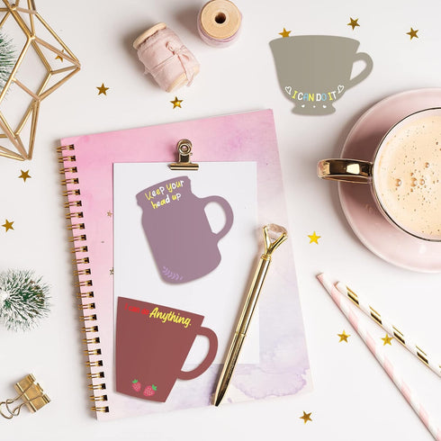 Sinmoe 12 Sets Teacher Gifts, Inspirational Coffee Cup Notepad with Pen, Motivational Sticky Notes for Teacher