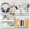 16pcs Plastic White Pegboard Wall Organizer Kits, 4pcs Peg Board and 12 Accessories for Home Office Garage