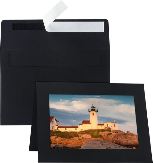 Silunkia 60 Packs Black Photo Frame Cards and Envelopes for 5 x