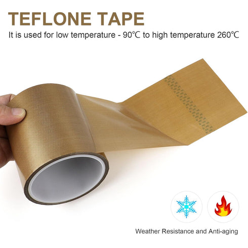 BOMEI PACK Teflone PTFE Glass Cloth Tape, 3-inch x 33 Feet, High Temperature Adhesive Tape for Vacuum Sealer