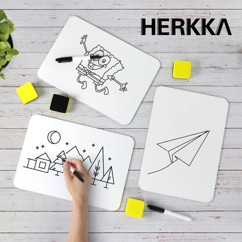 HERKKA 32 Pack Dry Erase Lapboards, Double Sided 9 x 12.5 Inch, Includes 32 Markers and 32 Erasers for Classroom