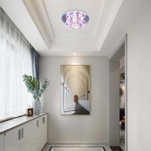 7" 6500K Closet Crystal Ceiling Lamp, Flush Mount Ceiling Light LED Chandelier Fixtures for Bedroom Hallway Kitchen