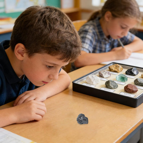 RUNROTOO 1 Box Kids' Geology Exploration Mineral Kit, Natural Crystal Specimen, Mineral Collection for Elementary