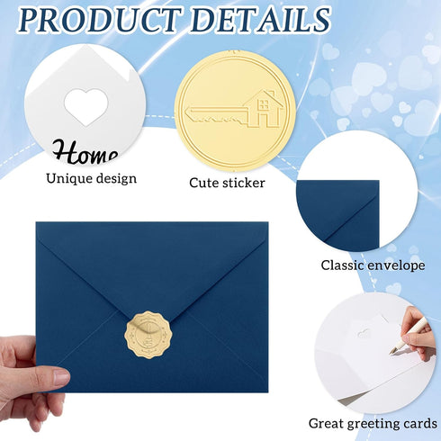 Motiskyy 24 Sets 5 8.6 Inch Welcome Home Cards Congratulations on Your New Home Cards Bulk with Envelope Stickers