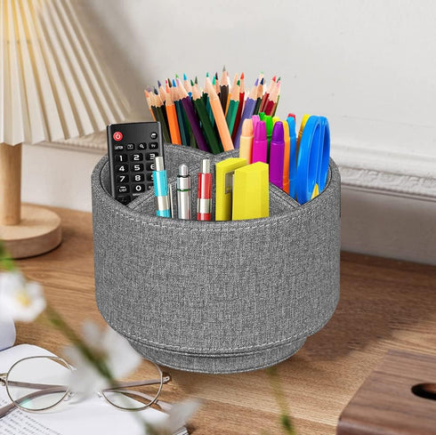 Pen Holder for Desk Organizers, 360 Swivel Remote Control Holder for Office Supplies and Nightstand Organizer