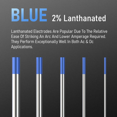 YESWELDER 2% Lanthanated TIG Welding Tungsten Electrode, Assorted-size 5pk 1/16" & 5pk 3/32" (Blue, WL20/EWLa-2)