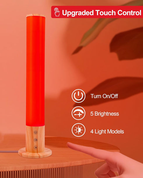 670nm Red Light Night Light Lamp for Sleep GlowPillar Red Nightlight Desk Lamp with Wavelength Multi-Color