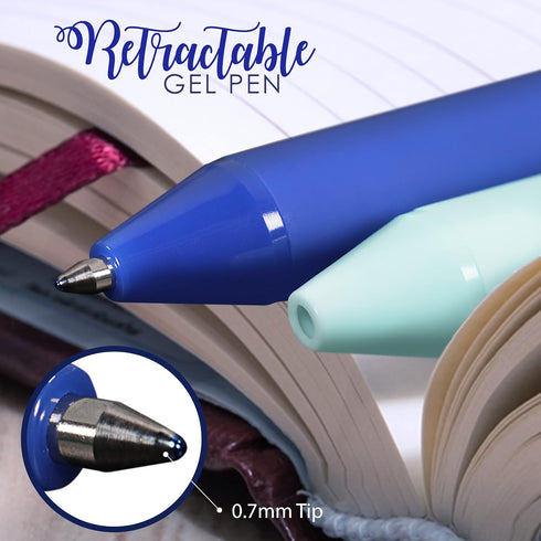 Loddie Doddie 18 Bright Color Retractable Gel Pens with Satin Barrel - Fine Point for Journals, Notebooks, Planners,