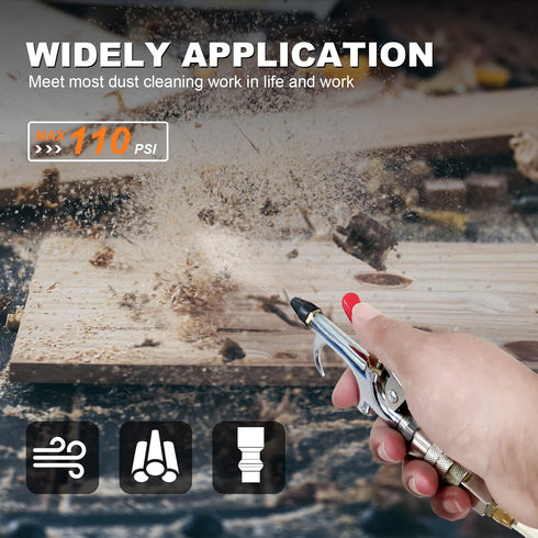 2-Way Connection Air Nozzle Blow Gun, Rubber Tip Air Nozzle with 1/4 in Standard Quick Fitting