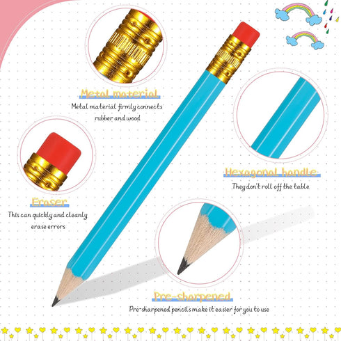Zonon 48 Pieces Golf Pencils with Eraser, Mini Short Pencils for Kids Bridal Shower School Office Writing Drawing