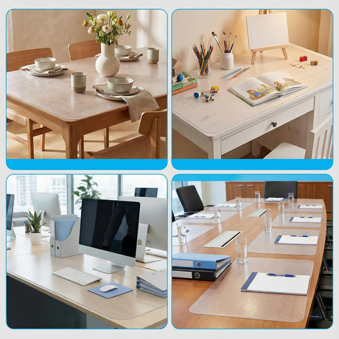 PIPRE 9.9x25,2mm Clear Table Protector, Thick Ultra Smooth Vinyl, Clear Table Mat for Bedroom Dresser, Table Cover