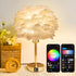 9W 800LM Dimmable Smart Touch Control Bedside Table Feather Lamp Night Light with USB Charging for Girl, Baby, Alexa