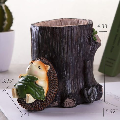 Desk Pen Toothbrush Pencil Pot Holder,Cute Resin Hedgehog Holder, Desktop Organizer Container Stationery Storage Office Desk Decoration