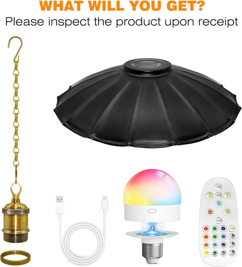 Puanticn 25x6cm Dimmable Timing Battery Operated Chandelier, Rechargeable Battery Powered Pendant Light with Remote