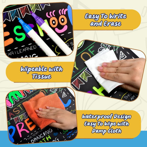 Personalized First Day and Last Day of School Sign, 13" x 16" Large Chalkboard Style Photo Prop - 2 Pcs