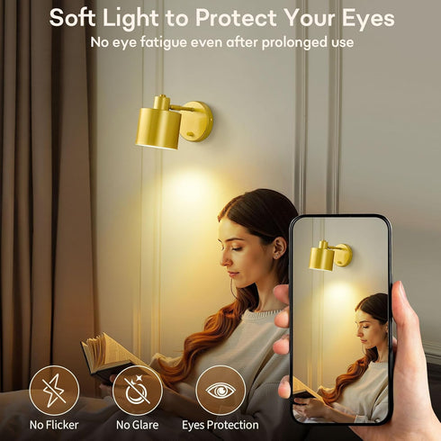 Set 2 350 Dimmable Bulb) Lightess Sconces Wall Decor of with Switch, Rotatable Gold Wall Sconce Hardwired, Industrial