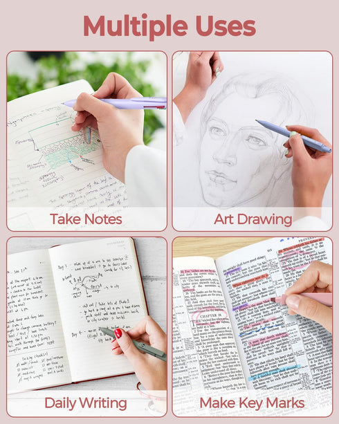 Four Candies 56 PCS Aesthetic School Supplies, Large Pencil Case, 6 Colored Ballpoint Pens, 12 Pastel Highlighters, Pink