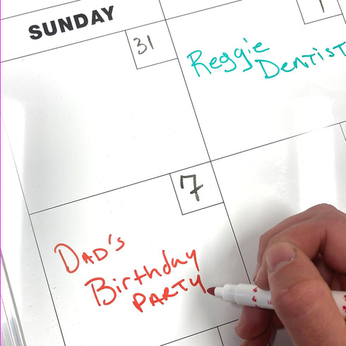 Flipside Framed Calendar Dry Erase Board, 24 x 18, White Surface with Silver Aluminum Frame