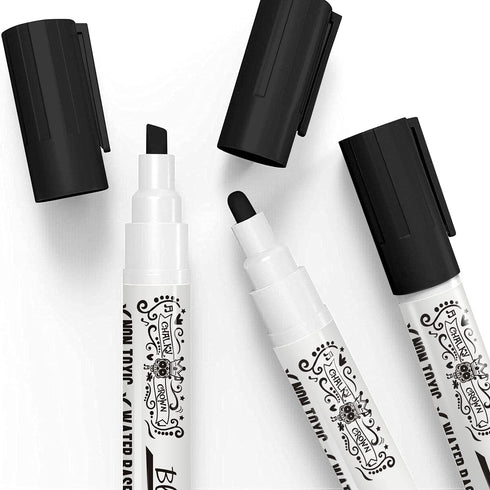 CHALKY CROWN Liquid Chalk Marker Pen - Dry Erase Marker for Chalkboard Signs, Windows, Glass, 6mm Reversible Tip
