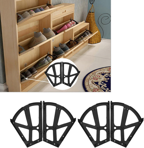 4Pcs Shoes Drawer Hinge Plate Frame Turning Rack ABS Cabinet Hinge with Installation Accessories for Shoe Cabinet Shoe
